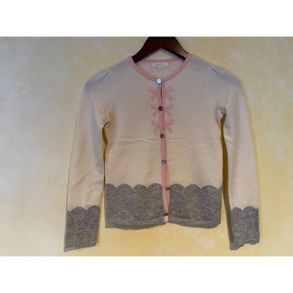 Girls Size 12Y Nicholas & Bears Pink Bows 100% Cashmere Cardigan Sweater - Picture 3 of 4